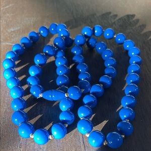 Blue Beaded Women's Necklace - Elegant Stretch Design